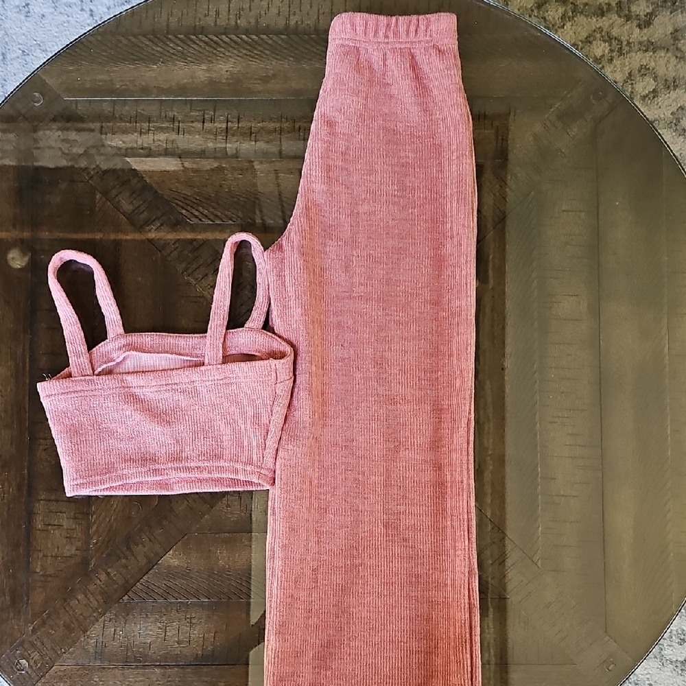 Pink Ribbed Two-Piece Set